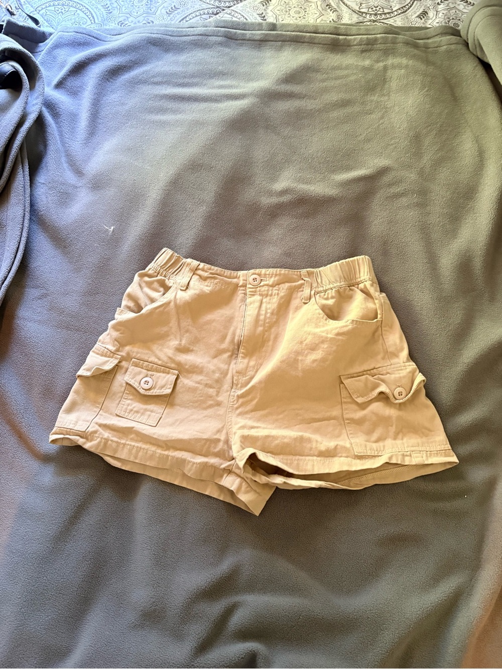 Papermoon Beige Elastic Waist Cotton Shorts